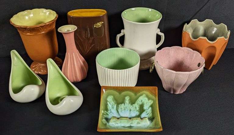 10 PIECES ASSORTED RED WING ART POTTERY MID CENTURY MODERN MCM