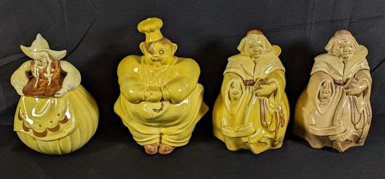 4 PIECES ASSORTED RED WING ART POTTERY COOKIE JARS MID CENTURY MODERN MCM