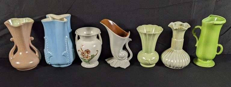 7 PIECES ASSORTED RED WING ART POTTERY MID CENTURY MODERN MCM