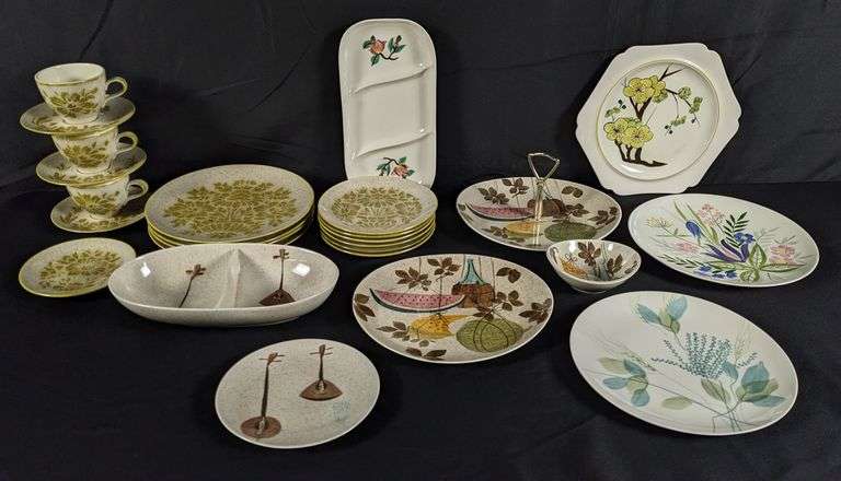 ASSORTED RED WING POTTERY DINNERWARE MCM MID CENTURY MODERN TAMPICO LUTE SONG DAMASK MERRILEAF COUNTRY GARDEN PLUM BLOSSUM ETC