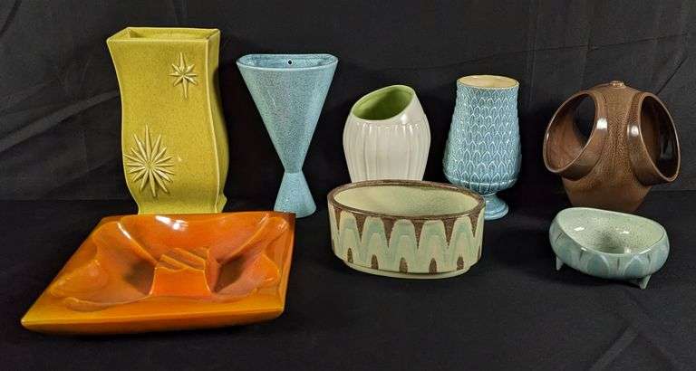 8 PIECES ASSORTED RED WING ART POTTERY MID CENTURY MODERN MCM