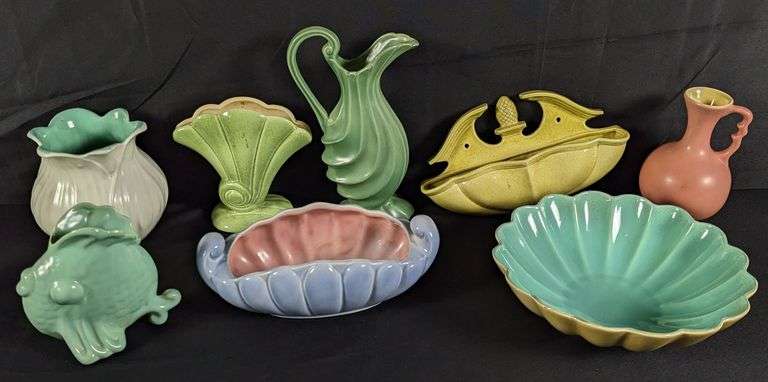 8 PIECES ASSORTED RED WING ART POTTERY MID CENTURY MODERN MCM