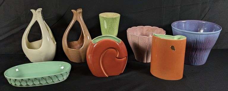 8 PIECES ASSORTED RED WING ART POTTERY MID CENTURY MODERN MCM