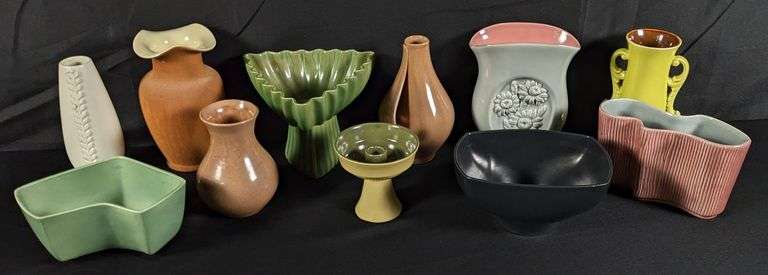 11 PIECES ASSORTED RED WING ART POTTERY MID CENTURY MODERN MCM