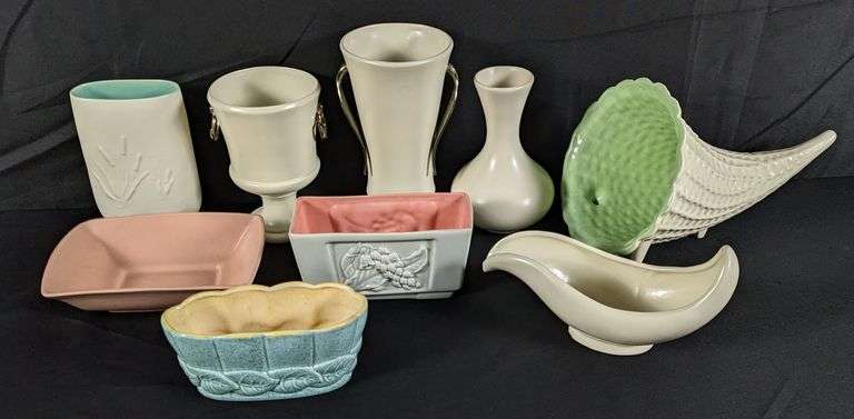 9 PIECES ASSORTED RED WING ART POTTERY MID CENTURY MODERN MCM