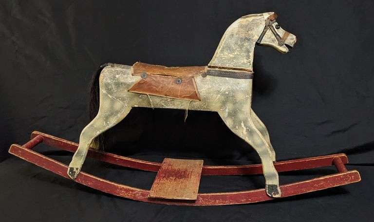 EARLY ANTIQUE WOOD HOBBY HORSE ORIGINAL PAINT