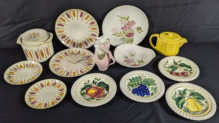14 PCS RED WING POTTERY DINNERWARE PEPE PINK SPICE FRUIT MCM MID CENTURY MODERN