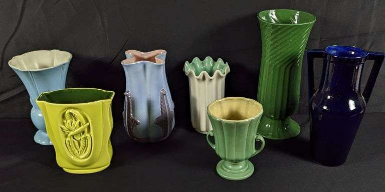 7 PIECES ASSORTED RED WING ART POTTERY MID CENTURY MODERN MCM