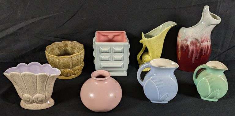 8 PIECES ASSORTED RED WING ART POTTERY MID CENTURY MODERN MCM