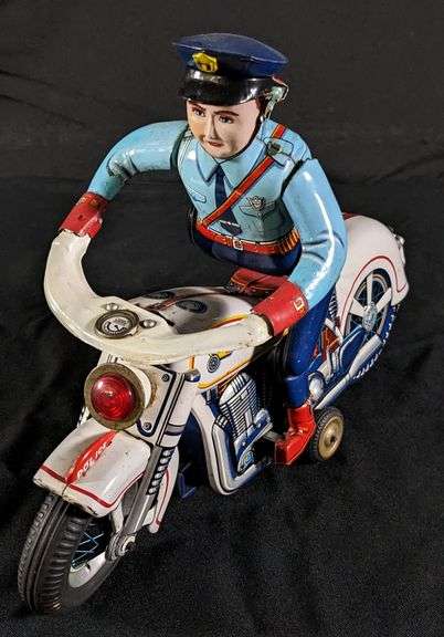MODERN TOYS MADE IN JAPAN BATTERY OPERATED TIN TOY MOTORCYCLE POLICE