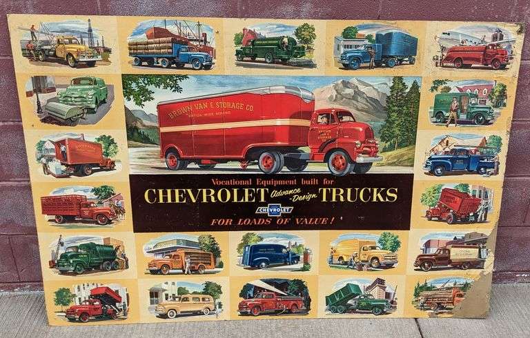 1954 CHEVROLET TRUCKS DEALERSHIP SHOWROOM CARDSTOCK SIGN