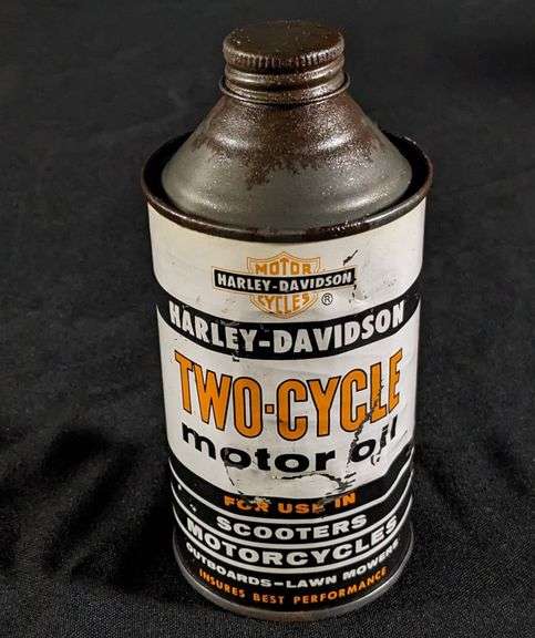 FULL 12 OZ HARLEY DAVIDSON MOTORCYCLE OIL CAN TWO-CYCLE FOR SCOOTER & CYCLES MILWAUKEE WI