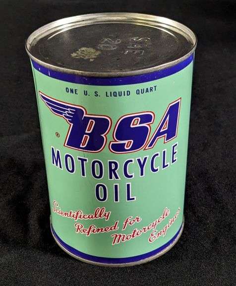 FULL QUART MOTORCYCLE OIL CAN BSA BIRMINGHAM ENGLAND