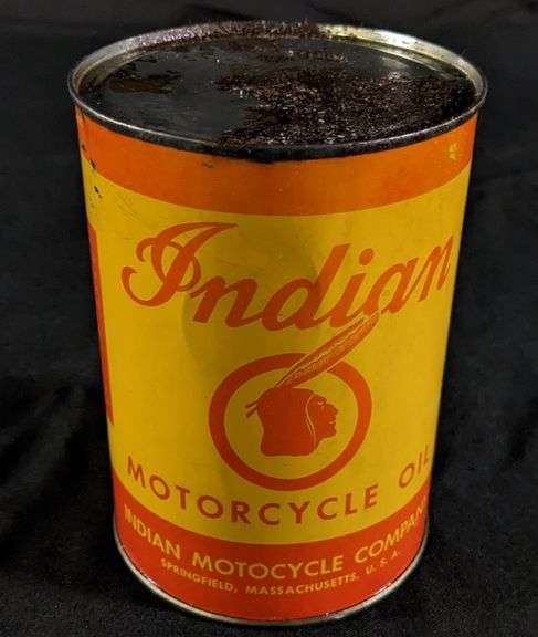 FULL QUART MOTORCYCLE OIL CAN INDIAN MOTOCYCLE CO SPRINGFIELD MA