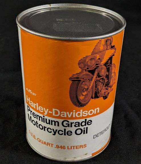 FULL COMPOSITE QUART MORORCYCLE OIL CAN HARLEY DAVIDSON PREMIUM GRADE MILWAUKEE WIS