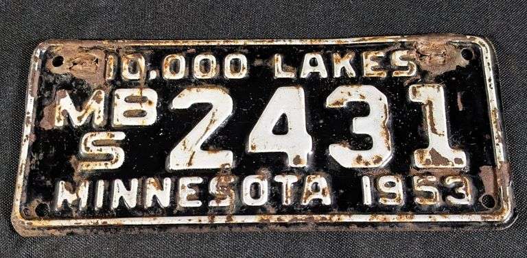 1953 MINNESOTA MOTORCYCLE LICENSE PLATE