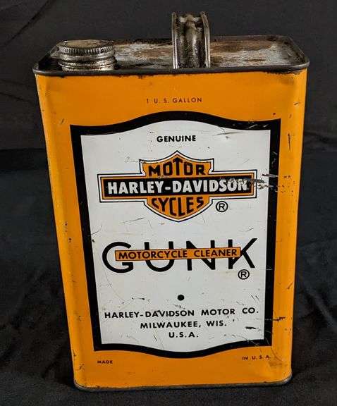 1 GAL OIL CAN HARLEY DAVIDSON GUNK MOTORCYCLE CLEANER MILWAUKEE WISCONSIN