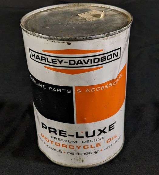 FULL QUART MOTORCYCLE OIL CAN HARLEY DAVIDSON PRE-LUXE MILWAUKEE WIS