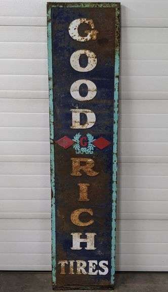 PATINA SPECIAL EMBOSSED TIN SIGN GOODRICH TIRES