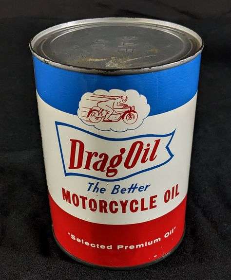 QUART MOTORCYCLE OIL CAN DRAG OIL GENE SHILLINGFORD & SONS PHILADELPHIA PENN