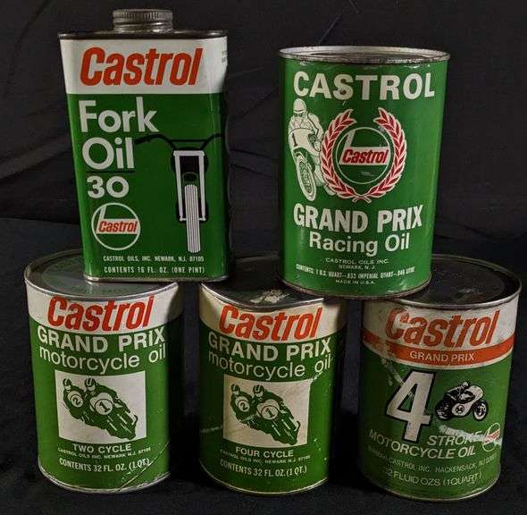 5 CASTROL MOTORCYCLE OIL CANS