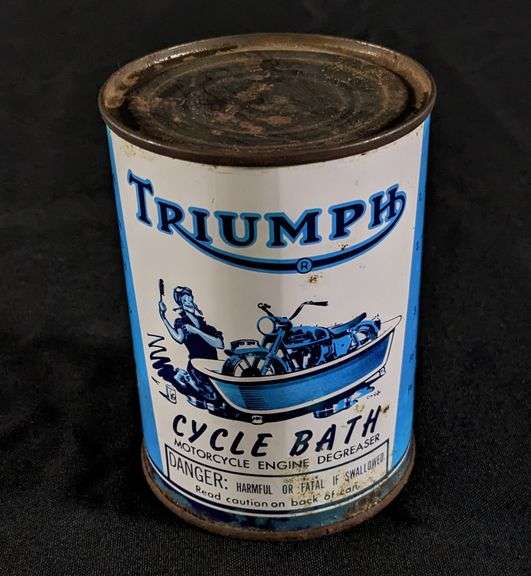 FULL PINT MOTORCYCLE OIL CAN TRIUMPH CYCLE BATH DEGREASER