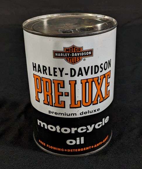 FULL QUART MOTORCYCLE OIL CAN HARLEY DAVIDSON PRE-LUXE MILWAUKEE WISCONSIN