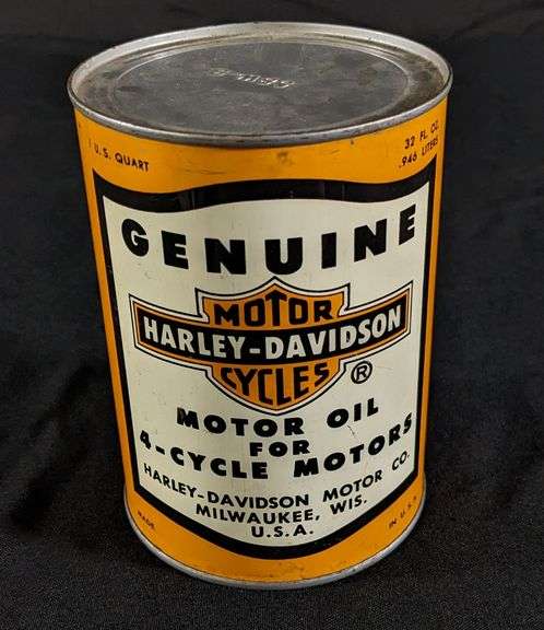 QUART MOTORCYCLE OIL CAN GENUINE HARLEY DAVIDSON 4-CYCLE MOTORS MILWAUKEE WI