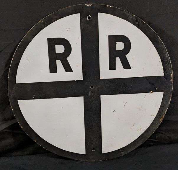 PORCELAIN RAILROAD CROSSING ROAD SIGN