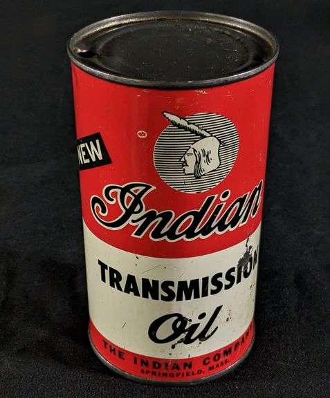 PINT MOTORCYCLE OIL CAN INDIAN TRANSMISSION OIL SPRINGFIELD MASS
