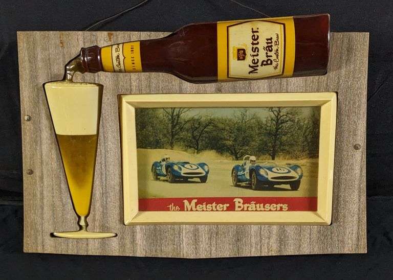 LIGHTED MOTION SIGN MEISTER BRAU BEER 