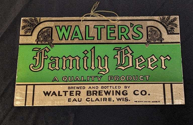 WALTERS FAMILY BEER CARDSTOCK SIGN EAU CLAIRE WISCONSIN - Millers ...