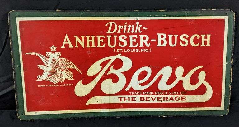 DRINK ANHEUSER BUSCH BEVO THE BEVERAGE PROHBITION ERA SIGN