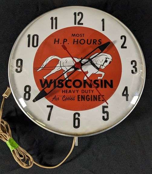 WISCONSIN HEAVY DUTY AIR COOLED ENGINES CLOCK - Millers Auction Co.