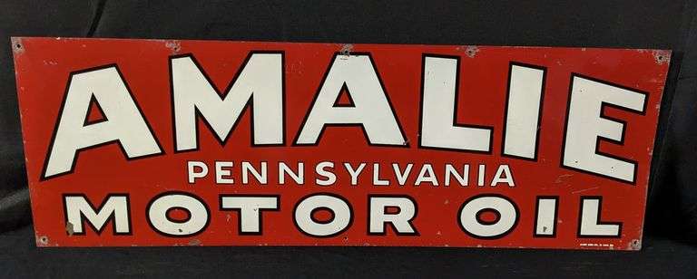 TIN SIGN AMALIE PENNSYLVANIA MOTOR OIL - Millers Auction Co.