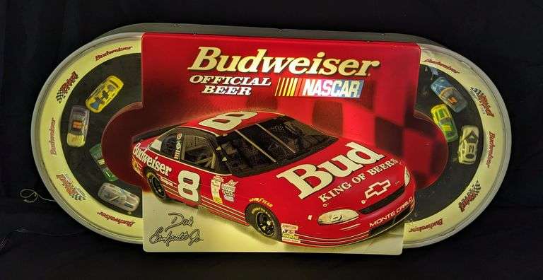 NASCAR BUDWEISER BEER DALE EARNHARDT JR MOTION LIGHTED SIGN