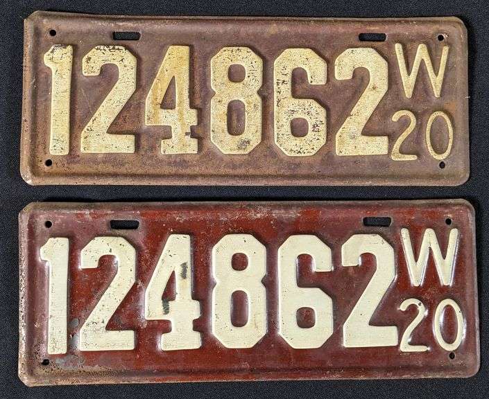 1920 WI WIS WISCONSIN LICENSE PLATE PAIR 124862