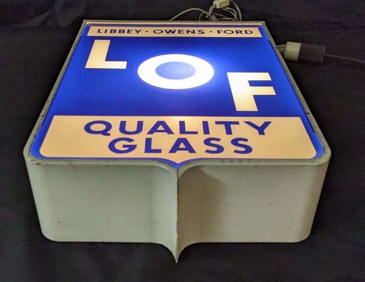 2 SIDED LIGHTED SIGN LIBBEY-OWENS-FORD QUALITY GLASS
