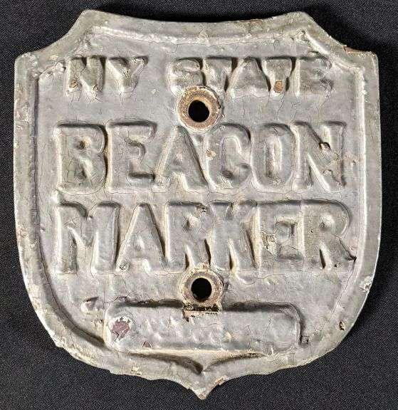 CAST IRON PLAQUE SIGN NY NEW YORK STATE BEACON MARKER