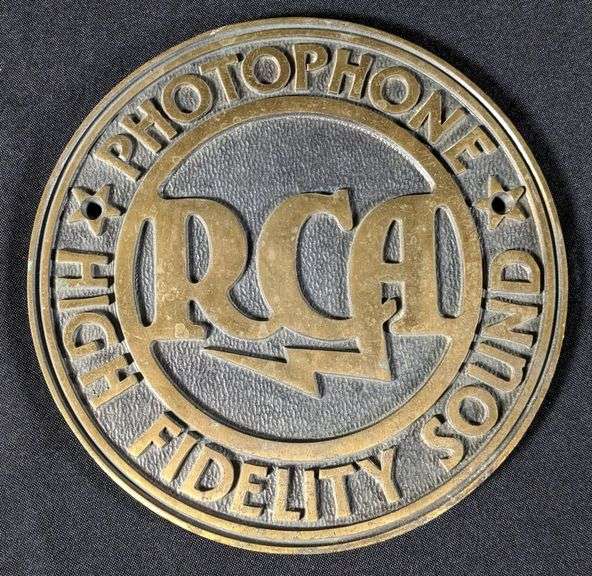 8 3/4" BRONZE PLAQUE SIGN RCA PHOTOPHONE HIGH FIDELITY SOUND