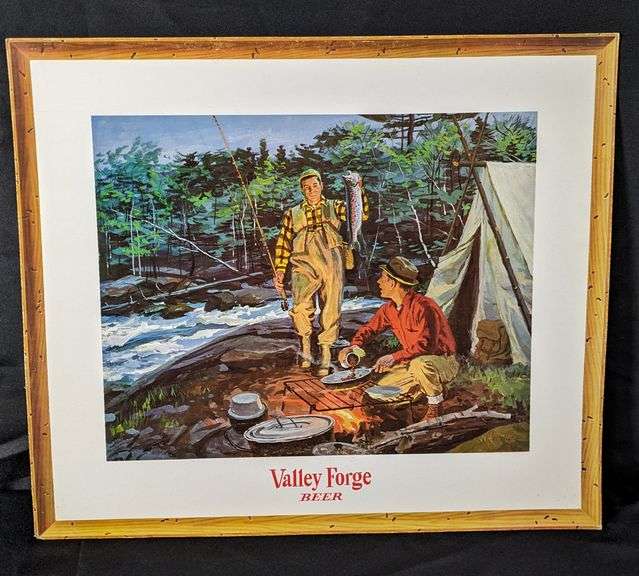 VALLEY FORGE BEER TROUT FISHING CARDSTOCK SIGN