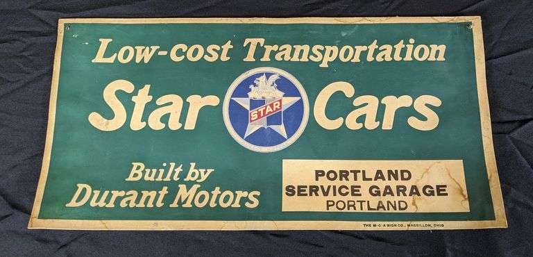 DURANT MOTORS STAR CARS SIGN PORTLAND SERVICE GARAGE