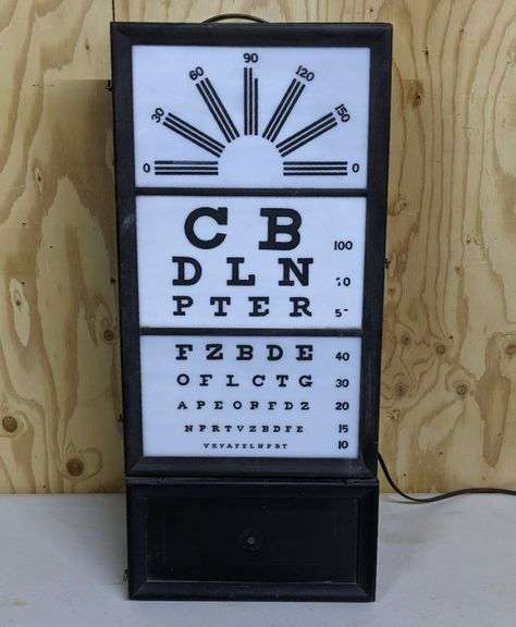 LIGHTED OPTOMOTRISTS EYE TEST CHART SIGN - Millers Auction Co.