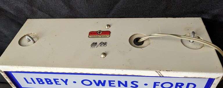 2 SIDED LIGHTED SIGN LIBBEY-OWENS-FORD QUALITY GLASS