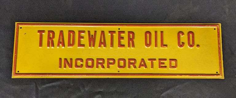 EMBOSSED STEEL SIGN TIDEWATER OIL CO INCORPORATED