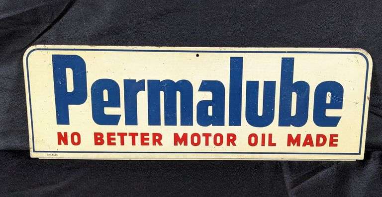 STANDARD OIL CO PERMALUBE MOTOR OIL CAN RACK SIGN - Millers Auction Co.