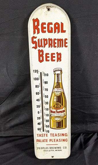 PEOPLES BREWING DULUTH MINNESOTA REGAL SUPREME BEER THERMOMETER
