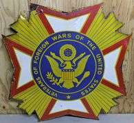 DIE CUT PORCELAIN SIGN VFW VETERANS OF FOREIGN WARS OF THE UNITED STATES