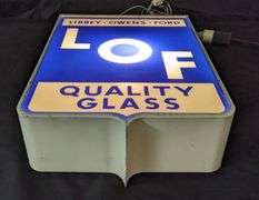 2 SIDED LIGHTED SIGN LIBBEY-OWENS-FORD QUALITY GLASS