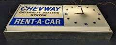 CHEVWAY CHEVROLET DEALERS RENT-A-CAR LIGHTED CLOCK